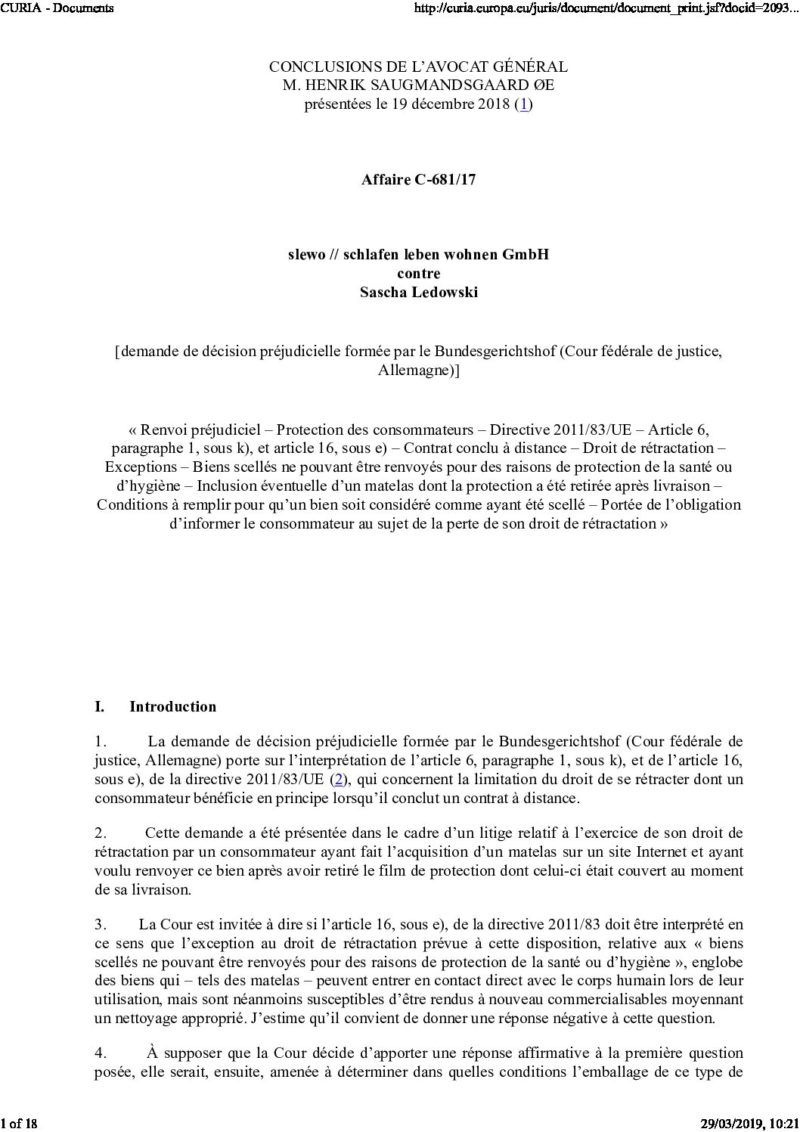Conclusions de l'avocat général  Droit & Technologies
